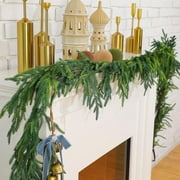 6FT Artificial Norfolk Pine Garlands, Real Touch Greenery Garland, Soft Bendable Garland Christmas Decorations, Greenery Garland for Table,Mantle, Wall, Indoor, Outdoor Thanksgiving Decorations